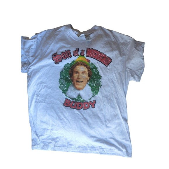 Elf Brand Son Of A Nutcracker Buddy the Elf White Short Sleeve Large Unisex XMAS - Picture 1 of 6